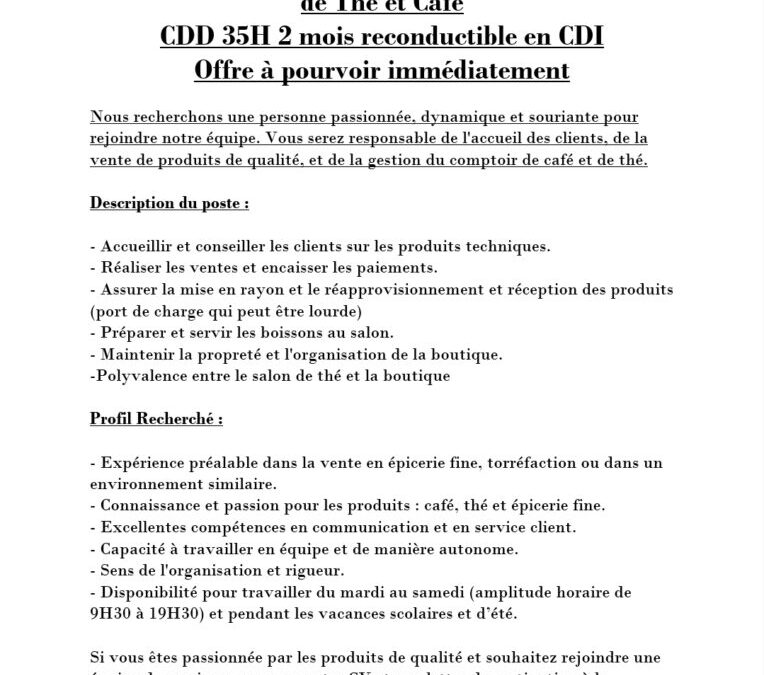 Nous recrutons !!